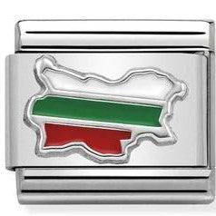 330209/30 COUNTRY SYMBOLS,S/Steel,enamel,925 silver,Bulgaria