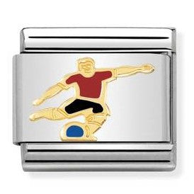 030259/11 Classic,S/steel, enamel, bonded yellow gold Football Player
