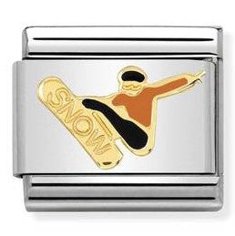 030259/17 Classic,S/steel, enamel, bonded yellow gold, Snowboarder