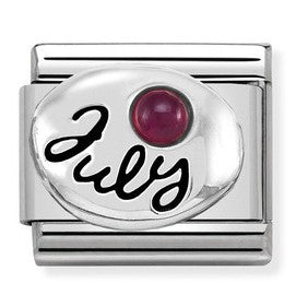330505/07  Classic,S/steel,silver,stones July RUBY