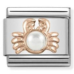 430511/01 Classic RELIEF & STONES st.steel, 9K rose gold Crab WHITE PEARL