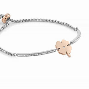 028004/006 MILLELUCI bracelet,S/steel,CZ,(ROSEGOLD), four-leaf clover