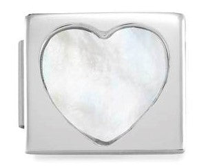 230501/01 Glam steel,stones Mother of Pearl Heart