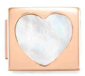 230502/01  Glam steel,stones Fin ROSE GOLD, Mother of Pearl Heart