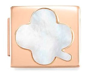 230502/02 Glam steel,stones Fin ROSE GOLD Mother of Pearl Clover