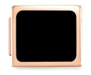 230502/05 Glam steel, stones Fin ROSE GOLD Black Onyx Square