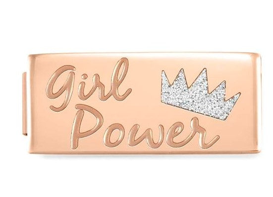 230702/01 DOUBLE Glam,steel, enamel Fin, PINK GOLD Girl Power