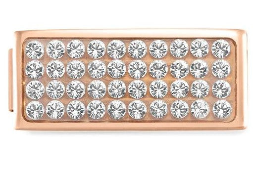 230731/01 DOUBLE Glam, steel Fin, PINK GOLD White CZ White Pave