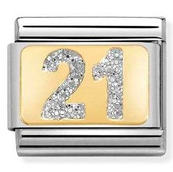 030224/02 Classic GLITTER PLATES, steel, enamel, bonded yellow gold, SILVER Number 21