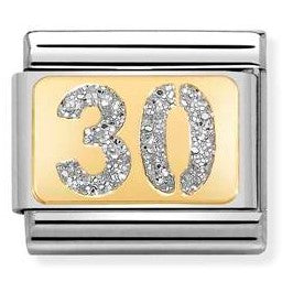 030224/03 Classic GLITTER PLATES ,steel, enamel bonded yellow gold SILVER Number 30