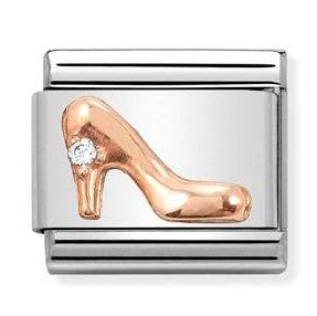 430305/32, Classic ,S/steel, 9K rose gold & CZ Stiletto Shoe