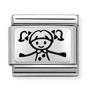 330109/49 Classic OXYDISED PLATES,S/steel, 925 silver,Girl