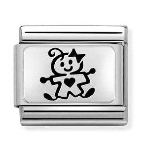 330109/51 Classic OXYDISED PLATES,S/steel, 925 silver,Baby girl