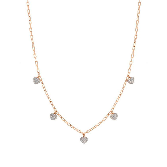 147913/022 EASYCHIC necklace ed, LOVE, 925 silver,CZ.RICH RoseGold WHITE heart