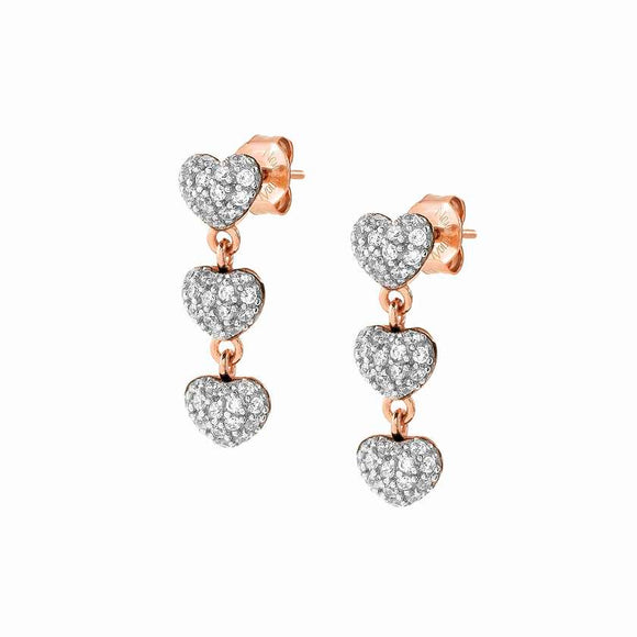 147914/022 EASYCHIC earrings ed, LOVE, 925 silver,CZ,PENDANTS,Rose Gold WHITE heart