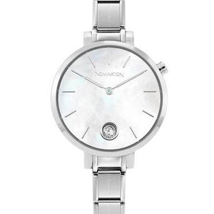 076033/008 Paris Round Watch, Mother of Pearl Face & CZ