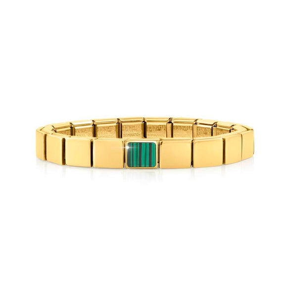 239103/11 GLAM bracelet, 1 symbol, YELLOW GOLD finish Square MALACHITE