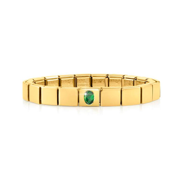239103/15 GLAM bracelet, 1 symbol, YELLOW GOLD finish,GREEN Oval CZ.