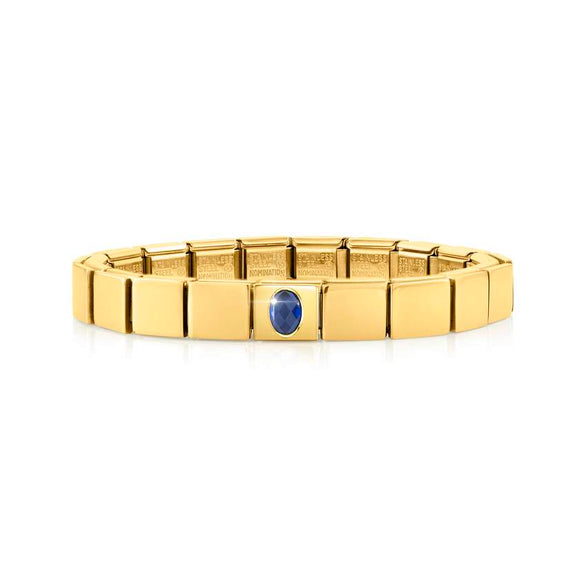 239103/16 GLAM bracelet,1 symbol, YELLOW GOLD finish,Blue CZ Oval