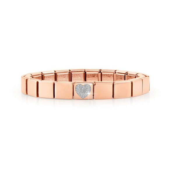 239104/02 GLAM bracelet , 1 symbol ROSE GOLD finish Glitter Heart Silver