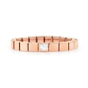 239104/08 GLAM bracelet ,1 symbol ROSE GOLD finish,Heart WHITE MOTHER OF PEARL