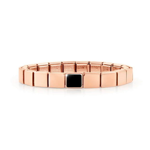 239104/10 GLAM bracelet ,1 symbol ROSE GOLD finish,Square BLACK AGATE