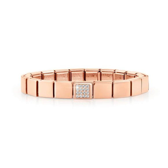 239104/11 GLAM bracelet ,1 symbol ROSE GOLD finish s WHITE  Pave