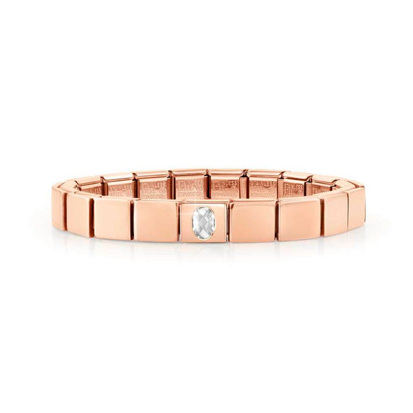 239104/14 GLAM bracelet, 1 symbol ROSE GOLD finish,Oval Zircon WHITE