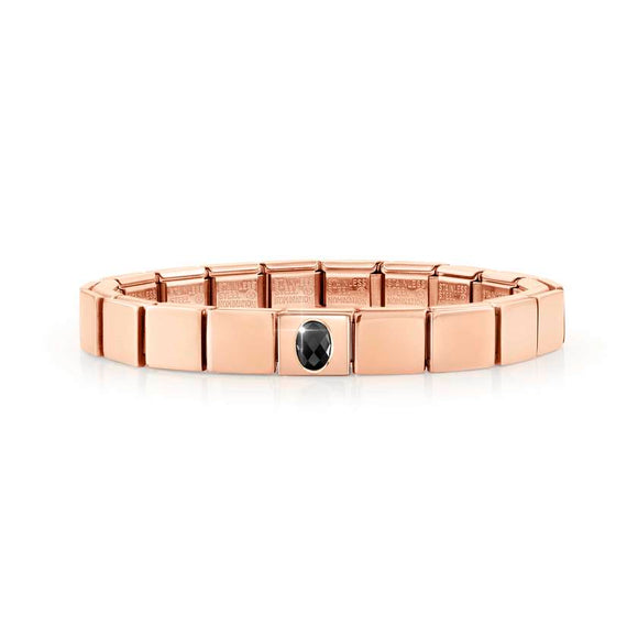 239104/15 GLAM bracelet, 1 symbol ROSE GOLD finish ,Oval Zircon BLACK