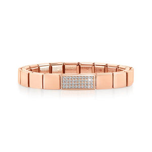 239104/19 GLAM bracelet, 1 symbol ROSE GOLD finish,Double Link WHITE Pave