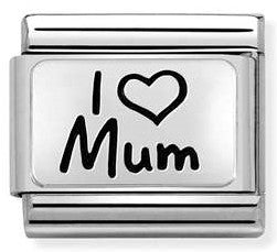 330111/01 Classic PLATES  steel and 925 silver I Love Mum