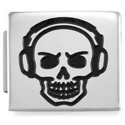 230109/08 Glam steel Skull with Headphones