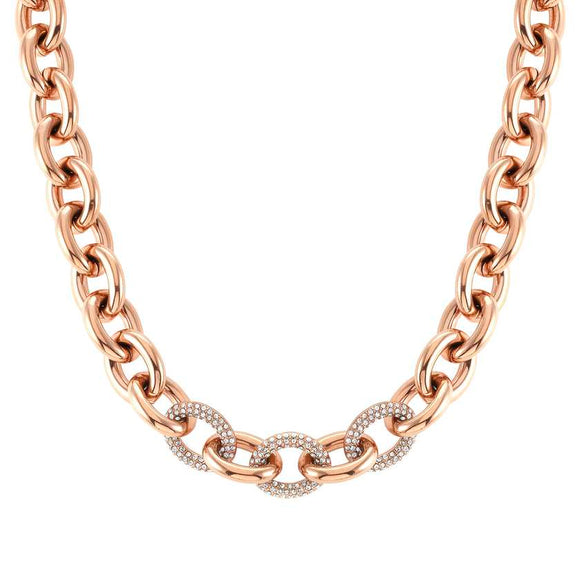 028601/011 AFFINITY necklace,steel & crystals,Rose Gold Col. PVD