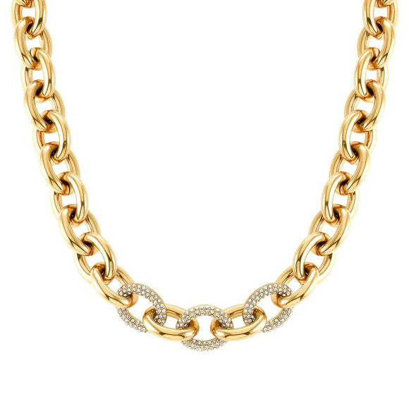 028601/012 AFFINITY necklace,steel & Crystals,Yellow Gold Col. PVD Coating