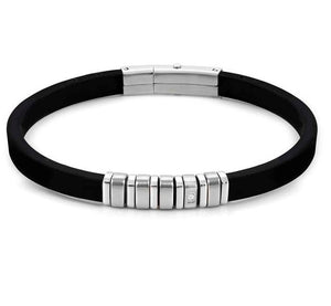 028804/001 CITY bracelet,steel,rubber & WHITE CZ