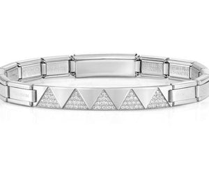 021140/001 TRENDSETTER, NEW YORK bracelets,steel,WHITE CZ Triangles Steel.