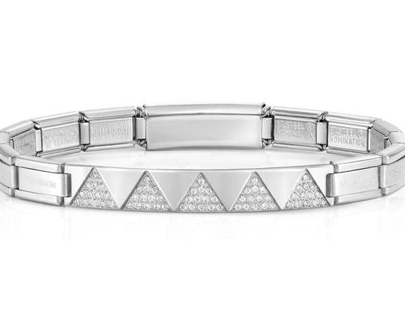 021140/001 TRENDSETTER, NEW YORK bracelets,steel,WHITE CZ Triangles Steel.