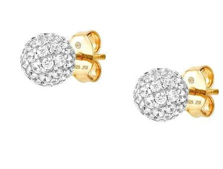 SOUL earrings,925 silver,STUD,CZ.Yellow Gold