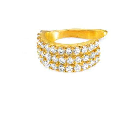 SENTIMENTAL earring,925 silver,CZ, EARCUFF BIG,Yellow Gold Plate