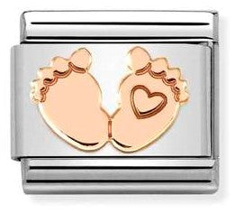 430104/32 Classic S/steel,Bonded Rose Gold Feet with heart