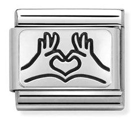 330109/58 Classic S/steel,925 silver,Hands to heart