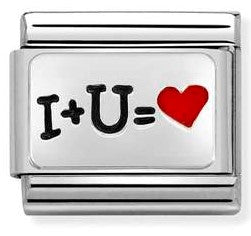 330208/51 Classic S/steel,enamel,925 silver,I + u HEART