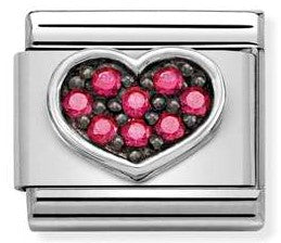 330323/06 Classic,S/Steel,Cz,silver 925,Heart FUCHSIA