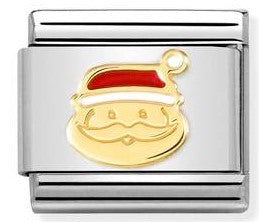 030225/24 Classic CHRISTMAS,S/Steel,enamel,bonded yellow gold,Face of Santa Claus