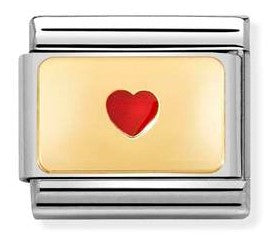 030284/50 Classic PLATES steel,enamel, yellow gold,Small heart