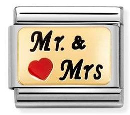 030284/53 Classic PLATES steel,enamel,yellow gold,Mr & Mrs with HEART