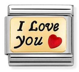 030284/55 Classic PLATES steel,enamel,yellow gold I love You