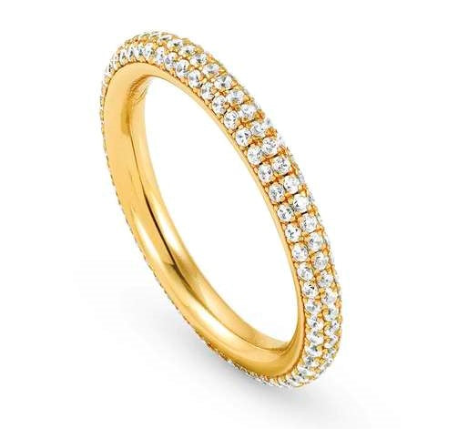 ENDLESS ring,925 silver,CZ,Yellow Gold Plated,Size 13