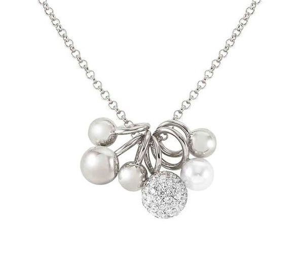SOUL necklace,925 silver,CZ, white pearl RICH