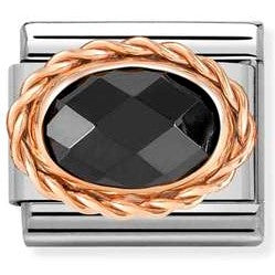 430603/011 Classic OVAL FACETED, RICH SETTING, steel,rose gold.Black